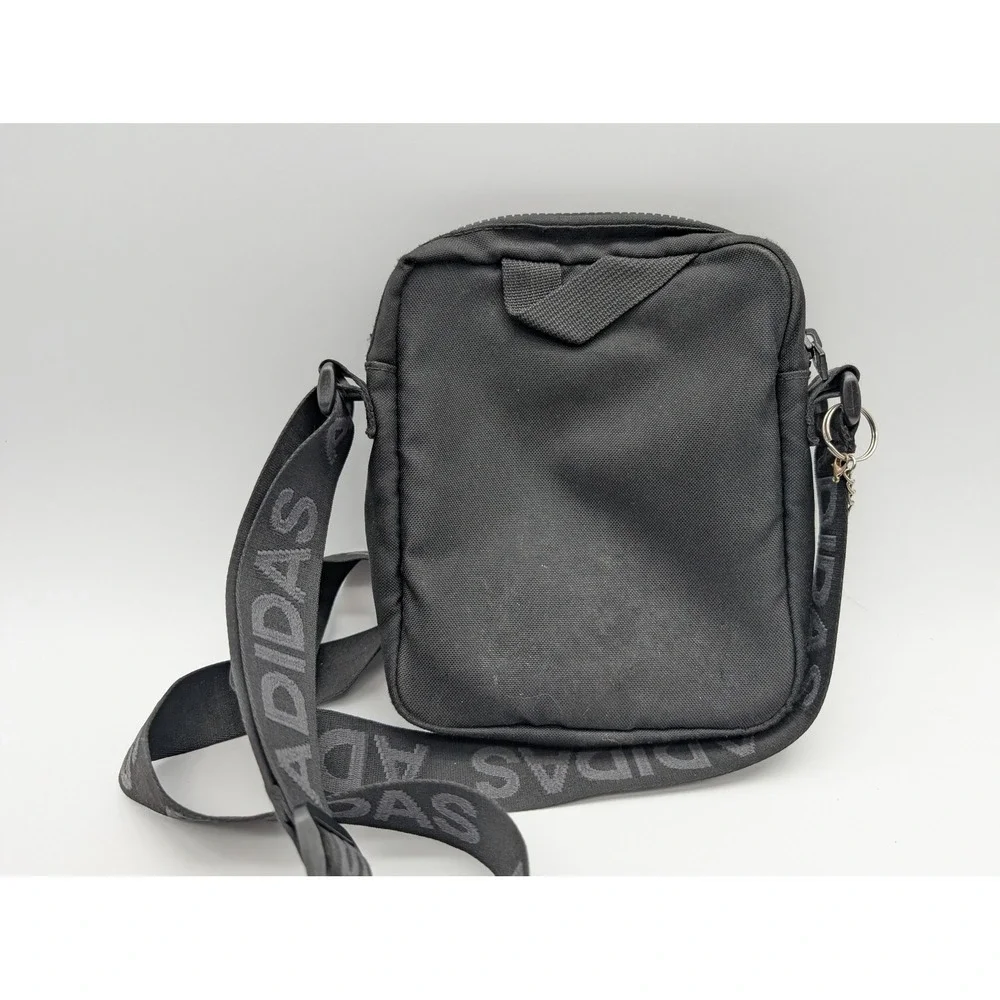 Adidas Black Canvas Festival Crossbody Bag Mesh Pocket Branded Strap